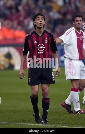 Milano Italia 23 aprile 2003, Stadio 'G.MEAZZA SAN SIRO', UEFA Champions League 2002/2003, AC Milan - FC Ajax: Filippo Inzaghi durante la partita Foto Stock