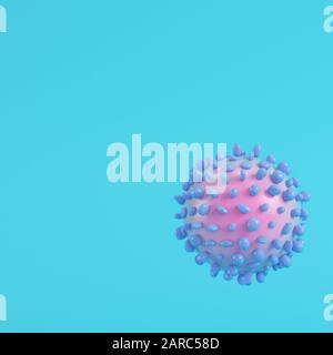 Virus su sfondo blu brillante in colori pastello. Concetto di minimalismo. rendering 3d Foto Stock