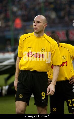 Milano Italia 18 marzo 2003, Stadio 'G.MEAZZA SAN SIRO', UEFA Champions League 2002/2003, AC Milan - Borussia Dortmund: Jan Koller durante la partita Foto Stock