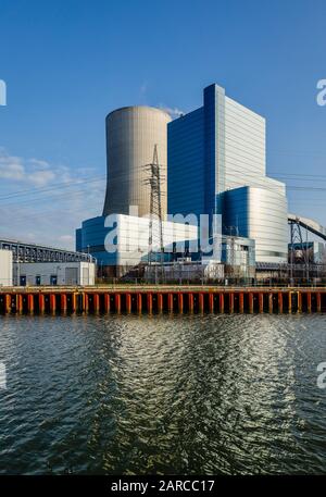 Datteln, Ruhr Area, Renania Settentrionale-Vestfalia, Germania - Datteln 4 centrale elettrica, Uniper centrale elettrica a carbone sul canale Dortmund-Ems. Datteln, Foto Stock