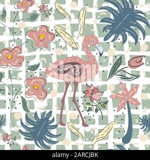 Flamingo Bird Seamless Pattern. Illustrazione Vettoriale Illustrazione Vettoriale