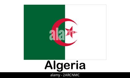 Bandiera algerina originale e semplice isolata in colori ufficiali e Proporzione Correttamente Illustrazione Vettoriale