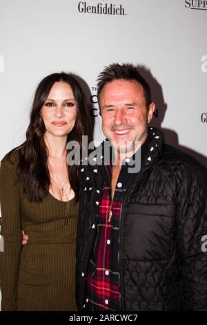 L'attore David Arquette (r) e la moglie Christina McLarty partecipano alla Cena dei premi di gala dell'iniziativa Spotlight 2020 il 25 gennaio 2020 a Park City, Utah. Foto Stock