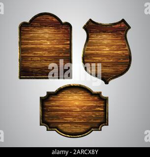 Vector realistic illustration of wooden signboard Illustrazione Vettoriale