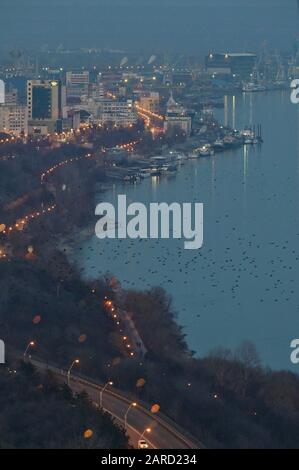 Galati, Romania - 26 Gennaio 2020 Galati City E Danubio River Foto Stock