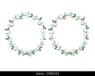 foglie di primavera corona, ovale e quadrato, ellisse per carta da matrimonio. colori di tendenza 2020. Illustrazione del vettore Illustrazione Vettoriale