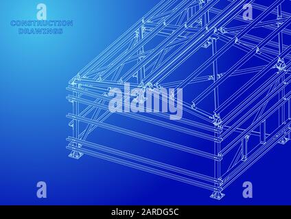 Edificio. Costruzioni metalliche. Volumetrico Illustrazione Vettoriale