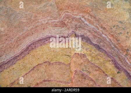 Colorati motivi in arenaria a Crazy Hill in Valley of Fire state Park, Nevada. Foto Stock