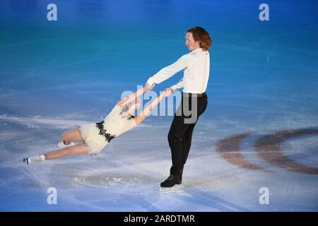 Evgenia TARASOVA & Vladimir MOROZOV dalla Russia, durante il gala di esposizione ai Campionati europei di pattinaggio europeo di figure ISU 2020 a Steiermarkhalle, il 26 gennaio 2020 a Graz, Austria. Credit: Raniero Corbelletti/Aflo/Alamy Live News Foto Stock