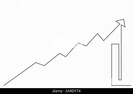 Un disegno a linea continua dell'icona del grafico isolato su sfondo bianco. Illustrazione vettoriale. Illustrazione Vettoriale