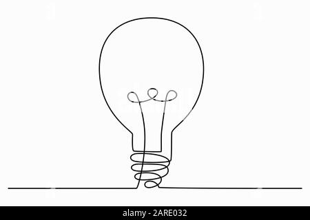 Disegno continuo di un'arte di linea dell'idea (lampadina). Concetto di nascita dell'idea. Illustrazione del vettore. Illustrazione Vettoriale