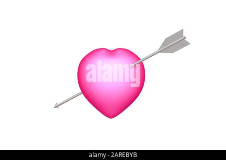 San Valentino icona 3d, arco cupido e freccia con il cuore Foto stock -  Alamy