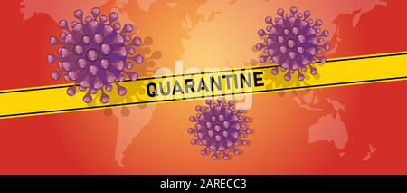 Attenzione alla quarantena Corona non inserire la china per il virus influenzale pandemico Illustrazione Vettoriale