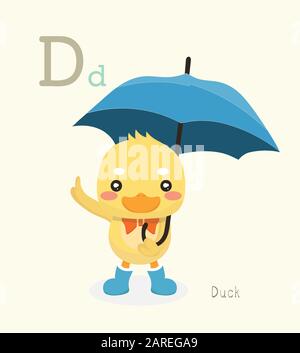 Cute Animal Alphabet Serie A-Z per l'educazione dei bambini. Illustrazione Vettoriale