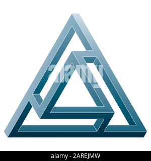 Icona triangolare impossibile. Forma di illusione ottica vettoriale su sfondo bianco. Illustrazione Vettoriale