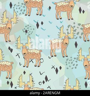 Modello senza cuciture con carino disegnato a mano gli animali della foresta. Lo stile scandinavo. Colori luminosi. Illustrazione Vettoriale Illustrazione Vettoriale