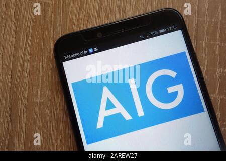 Logo AIG visualizzato su uno smartphone moderno Foto Stock
