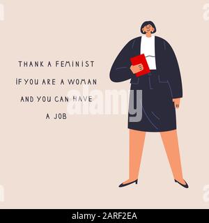Concetto di businesswoman.Feminism sicuro. Illustrazione Vettoriale
