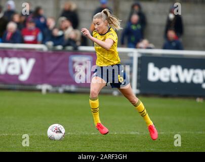 Dagenham, INGHILTERRA - 27 GENNAIO: Leah Williamson of Arsenal durante la quarta partita della Coppa fa femminile tra le donne del West Ham United e l'Arsenal Rush Green Stadium il 27 gennaio 2020 a Dagenham, England7 (Foto di AFS/Espa-Images) Foto Stock