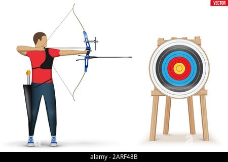 Archer uomo con arco Sport Illustrazione Vettoriale