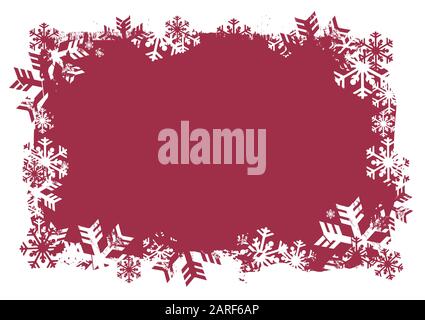 Fiocchi di neve di Natale grunge frame.Vector rosso disponibile. Illustrazione Vettoriale
