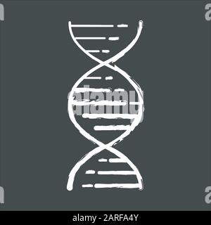 Icona gesso DNA a doppia elica. Struttura di acido nucleico desossiribonucleico. Trefoli spiralanti. Cromosoma. Biologia molecolare. Codice genetico. Genoma. Genetica Illustrazione Vettoriale