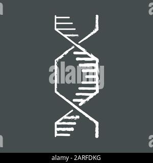 Icona di gesso esagonale per elica di DNA. Struttura di acido nucleico desossiribonucleico. Trefoli spiralanti. Cromosoma. Biologia molecolare. Codice genetico. Genoma. Gene Illustrazione Vettoriale