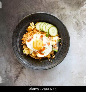 Kimchi Di Maiale Riso Fritto Con Verdure Sottaceto Foto Stock