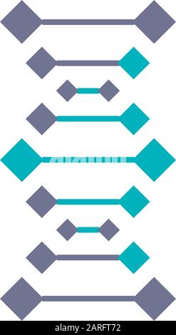 Catene di DNA icona di colore viola e turchese. Elica di acido nucleico deossiribonucleico. Trefoli spiralanti. Cromosoma. Biologia molecolare. Codice genetico. Gen Illustrazione Vettoriale