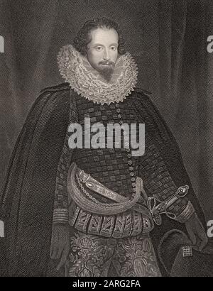 Robert Devereux, 2° Conte di Essex, 1565-1601, un nobile inglese e uno dei preferiti di Elisabetta I. Foto Stock