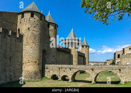 cittadella di cassonne, Carcassone, Occitania, Francia Foto Stock
