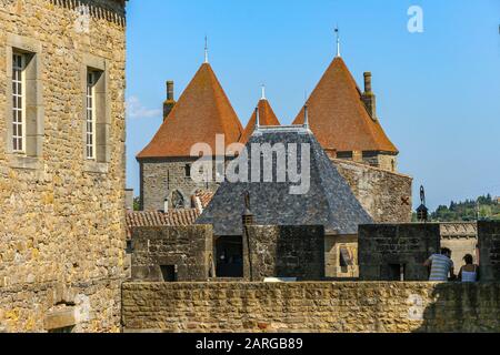 cittadella di cassonne, Carcassone, Occitania, Francia Foto Stock