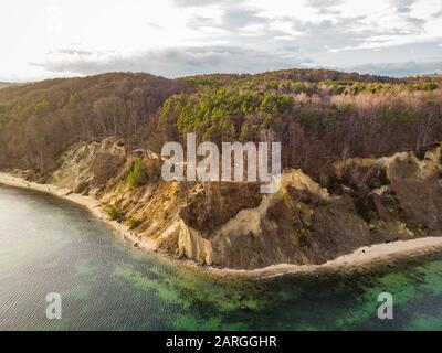 Orlowo Cliff A Gdynia, Polonia, Costa Del Mar Baltico. Vista Aerea. Foto Stock