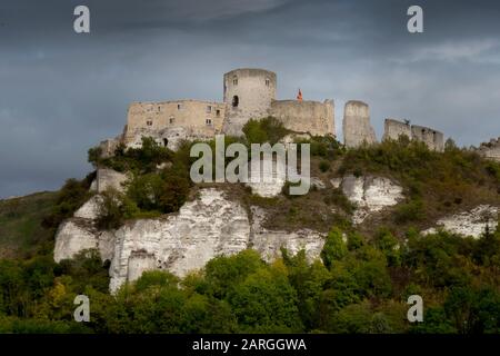 Chateau Gaillard, Les Andelys, Eure, Normandia, Francia, Europa Foto Stock