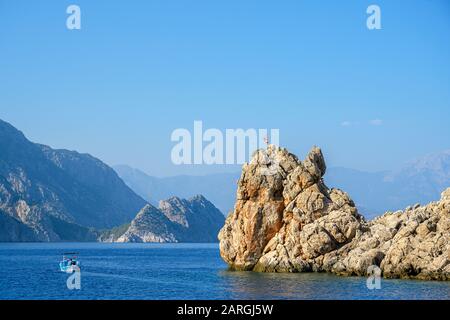 Asien, Türkei, Provinz Antalya, Kemer, Sazak Koyu Bucht Zwischen Olympos Und Adrasan Foto Stock