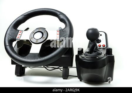 Una ruota da corsa per i videogiochi da corsa e i simulatori da corsa Foto Stock