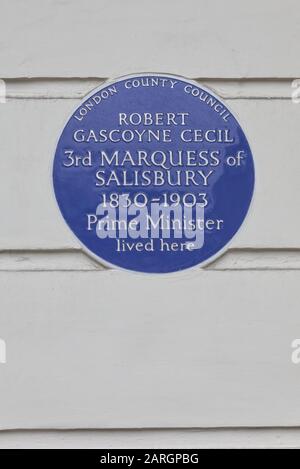 Robert Gascoyne Cecil Terzo Marchese di Salisbury (1830-1903), targa blu Foto Stock