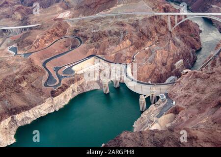 Veduta aerea della Diga di Hoover e del Lago Mead Foto Stock