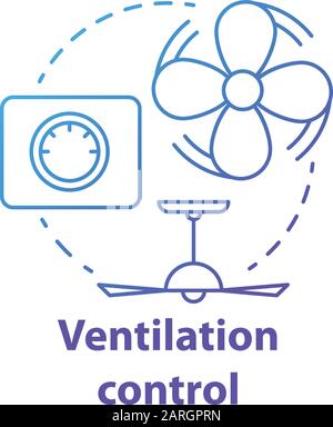 Icona del concetto di gradiente blu del controllo della ventilazione. Illustrazione di linea sottile dell'idea di gestione intelligente della casa. Tecnologia innovativa per gli appartamenti. Aria fresca uomo Illustrazione Vettoriale