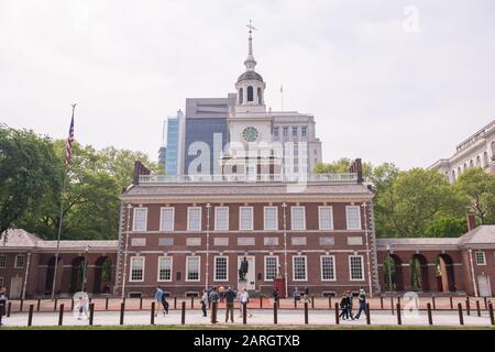 Philadelphia, Stati Uniti. 14th maggio 2018. Philadelphia, Usa Maggio 2018: Impressioni Philadelphia - Maggio 2018 Philadelphia Independence Hall | Utilizzo Credito Mondiale: Dpa/Alamy Live News Foto Stock