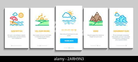 Landscape Travel Place Onboarding Elements Icons Set Vector Illustrazione Vettoriale