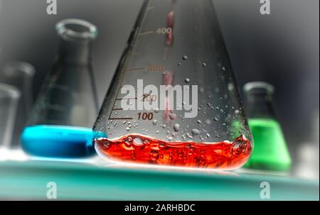 Montreal, Quebec, Canada, 25 gennaio 2020. Raccolta di provette da laboratorio e becher. Montreal,Quebec,Canada.Credit:Mario Beauregard/Alamy News Foto Stock