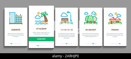 Landscape Travel Place Onboarding Elements Icons Set Vector Illustrazione Vettoriale