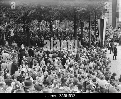 Entry Queen Juliana In The Hague Data: 18 Settembre 1948 Parole Chiave: Entry, Stampa Nome Personale: Juliana, Queen Foto Stock