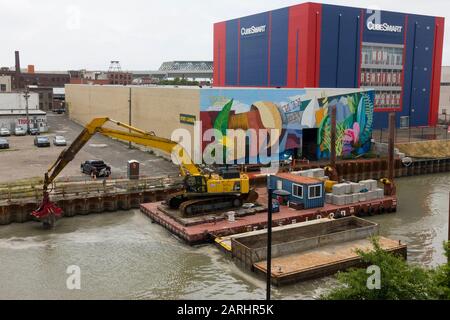 Costruzione sul canale Gowanus Brooklyn New York Foto Stock