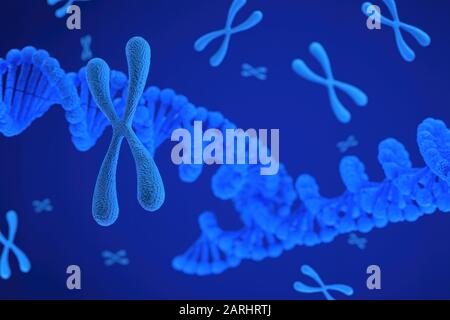 Rappresentazione 3D di Cromosoma Abstract Scientific background, illustrazione 3d. Foto Stock