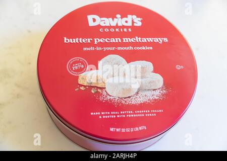 Princeton, Pennsylvania, 28 gennaio 2020: COOKIE DI DAVID BURRO PECAN MELTAWAYS COOKIE - immagine Foto Stock