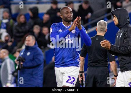 Cardiff, Regno Unito. 28th Gen 2020. Sol Bamba della città di Cardiff a tempo pieno. EFL Skybet Championship match, Cardiff City / West Bromwich Albion al Cardiff City Stadium martedì 28th gennaio 2020. Questa immagine può essere utilizzata solo per scopi editoriali. Solo uso editoriale, licenza richiesta per uso commerciale. Nessun utilizzo nelle scommesse, nei giochi o nelle singole pubblicazioni club/campionato/giocatore. PIC by Lewis Mitchell/Andrew Orchard sports photography/Alamy Live News Credit: Andrew Orchard sports photography/Alamy Live News Foto Stock