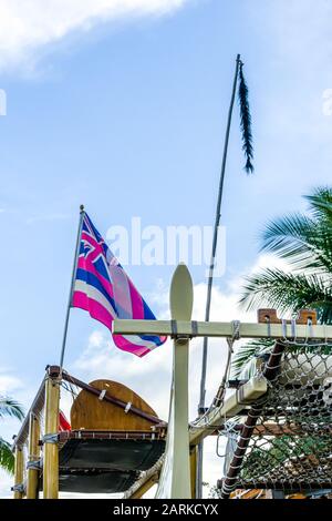 MO‘okiha o Pi‘ilani: Pronto per il lancio: Preparazione Per Il Movimento Foto Stock