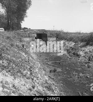 Sesto distretto Data: Luglio 1962 Località: Drenthe, Veenhuizen Parole Chiave: Subacquei e giardinaggio, scavo e smorzamento fossati, posa fognatura, normalizzazione dei flussi, vecchio, propellente Foto Stock